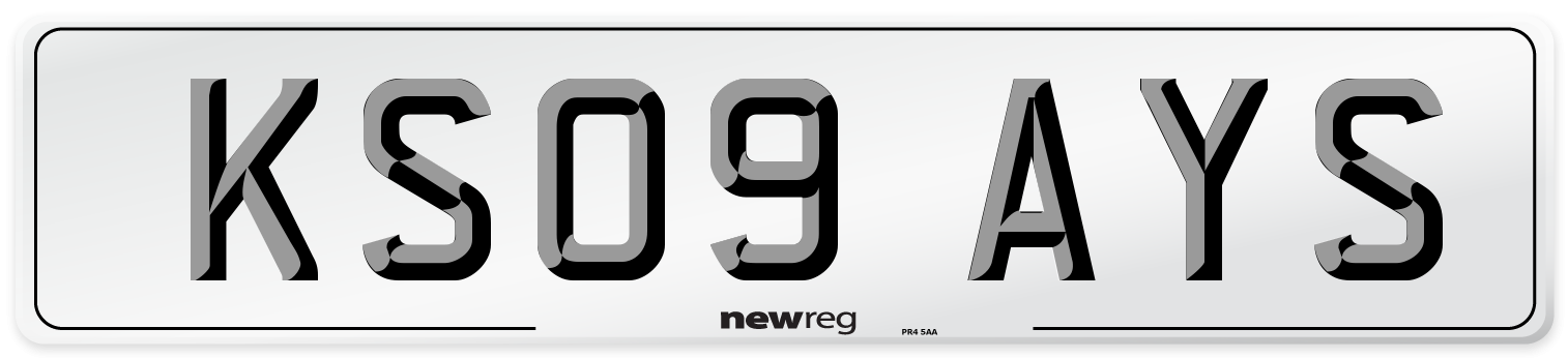 KS09 AYS Number Plate from New Reg